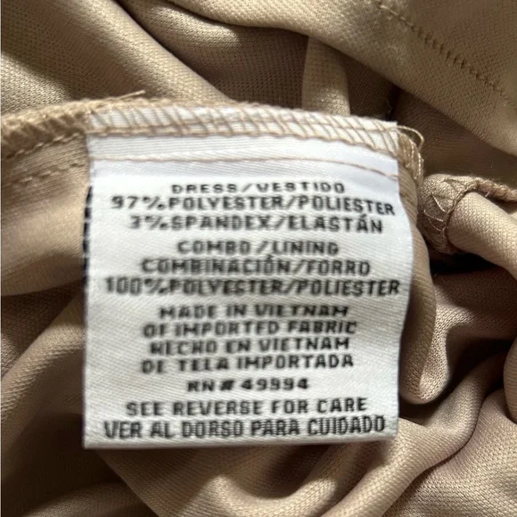 R&M Richards Asymmetrical Lace Dress in Champagne - Picture 7 of 8